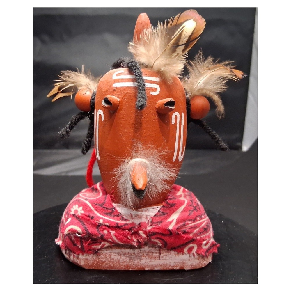 Koyemsi Mudhead Kachina Doll Bust Signed J Sarracino Native American Folk Art